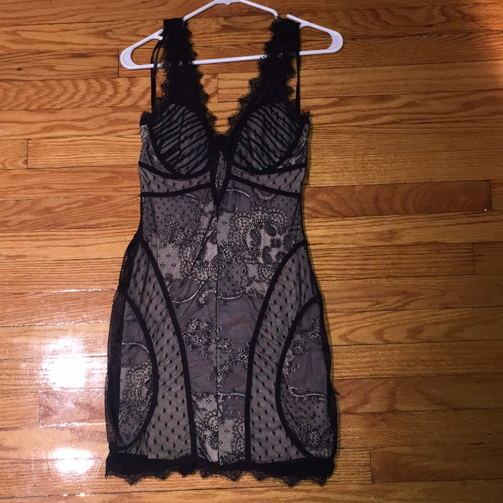 Bebe black lace mini dress